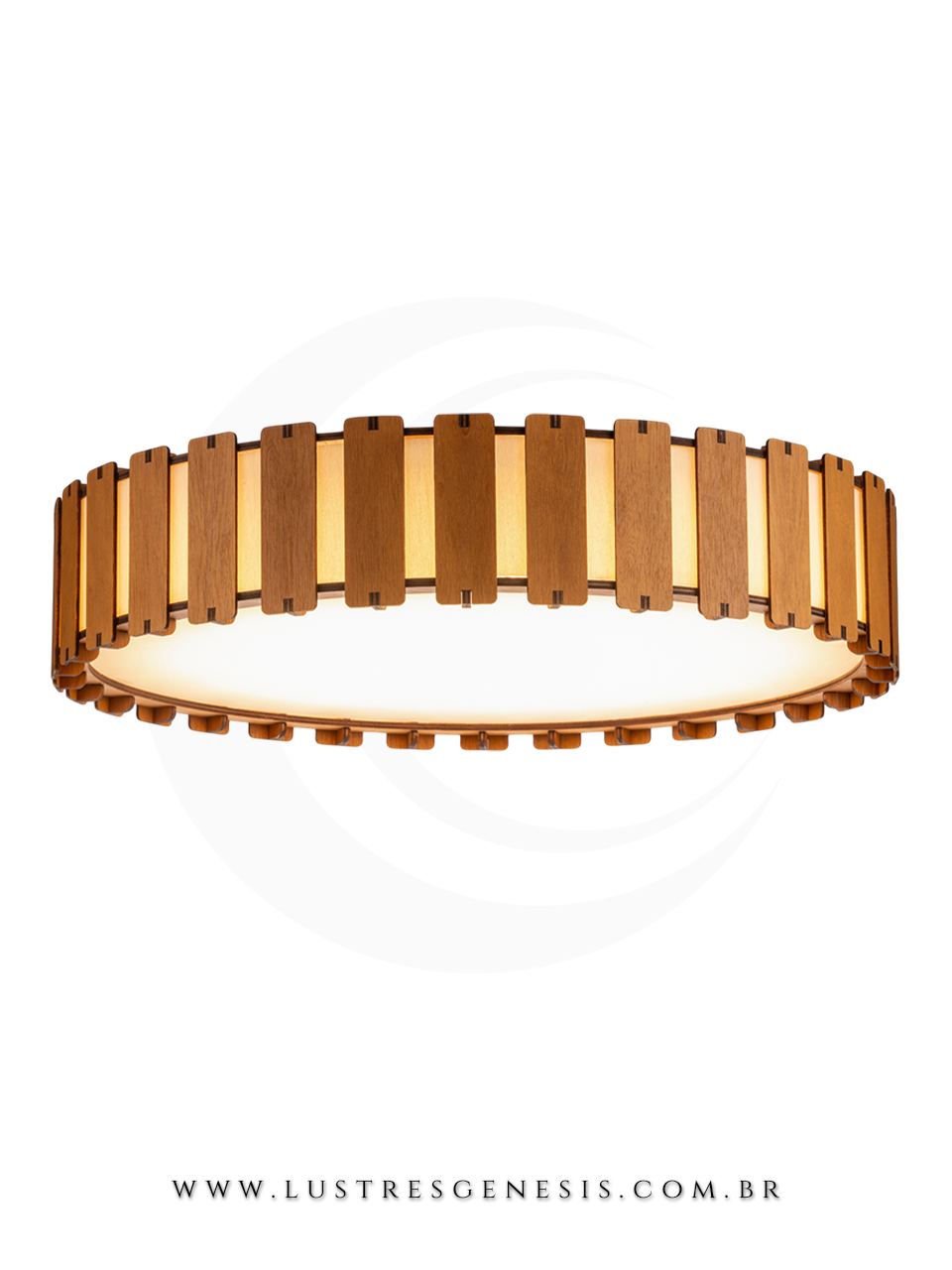 Lustre Plafon de Teto Madeira Buriti LMC650 4xE27 &Oslash;61cm, Sala de Estar, Cozinha, Quarto Casal, Suite Master